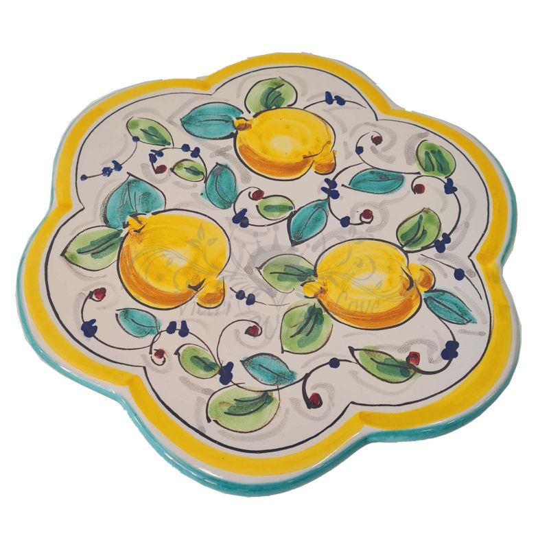 Limon und Blumen-Topfablage. Aus Vietri-Keramik.