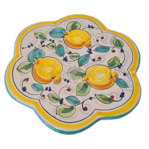 Soporte para bandejas de línea limon y flores. En cerámica de Vietri.
