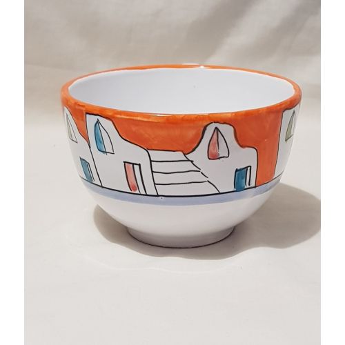 Tasse. Ideal für Milch, Cappuccino oder Tee. Häuser & Zitronen Linie. Vietri-Keramik. Handbemalt.