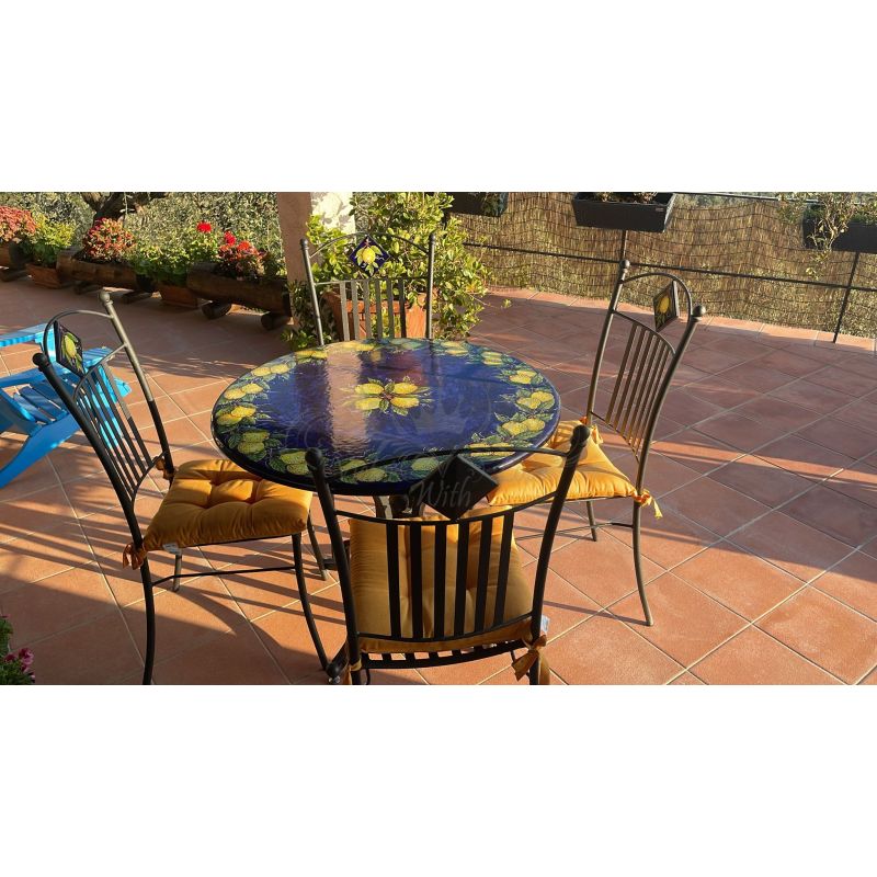 Table. Ceramicized lava stone table. Lemons on...