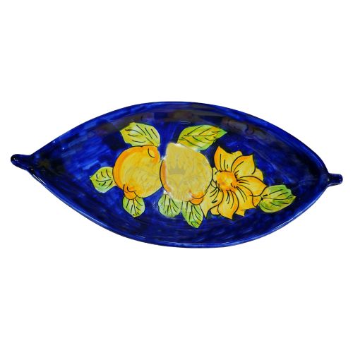 Piatto Forma Barchetta. Linea Fiori e Limoni. Ceramica di vietri dipinta a mano.