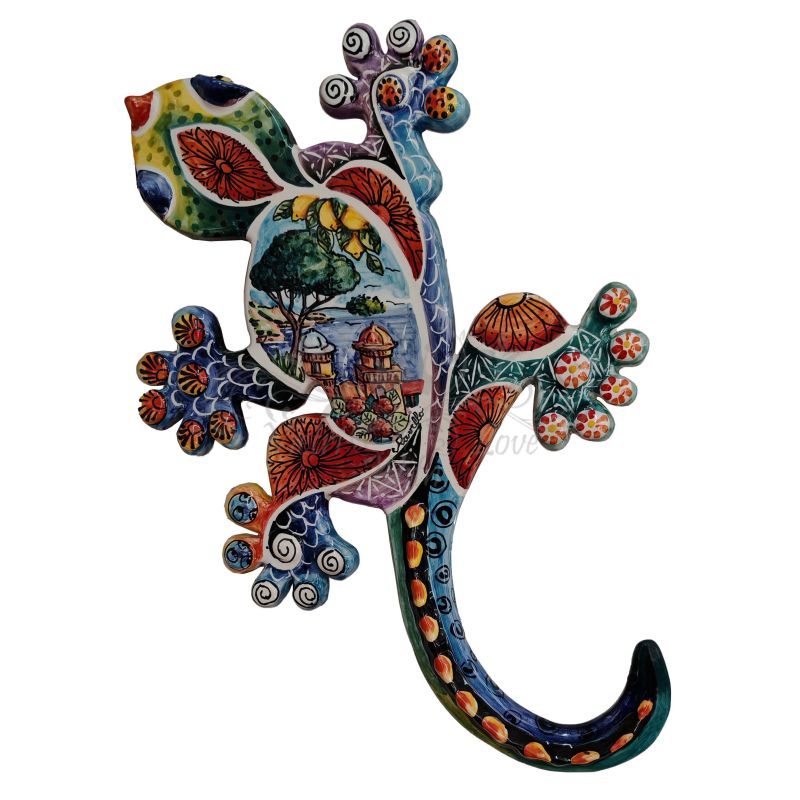 Geco Lucertola. Ceramica di vietri. Dpinta a mano.