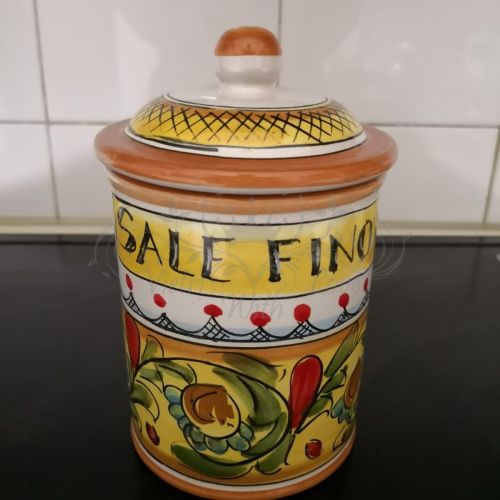 Customizable Jar. Geometric Line. Vietri Ceramic. Hand-Painted.