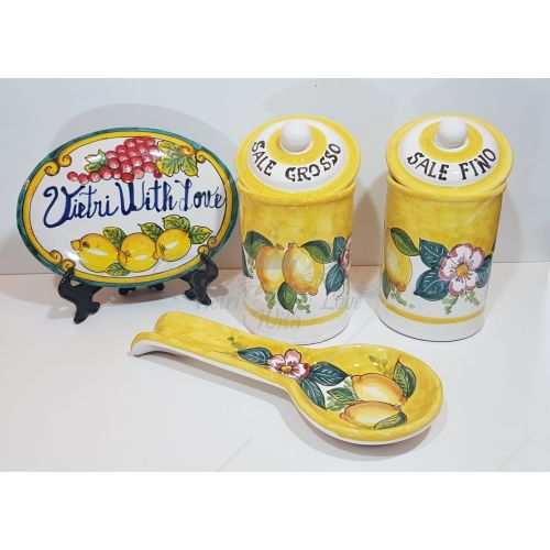 Pot Personnalisable. Ligne Citrons. Céramique de Vietri. Peint à la Main.