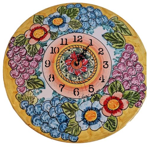Wall clock. Fruit line. Vietri ceramic. Hand-painted.