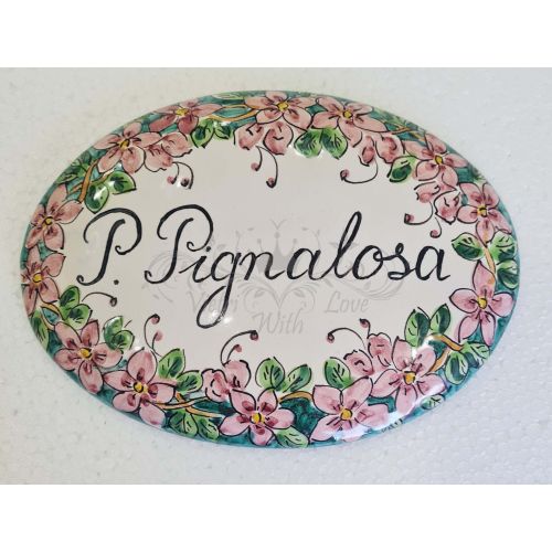 Customizable oval plaque. Vietri ceramic. Hand-painted.
