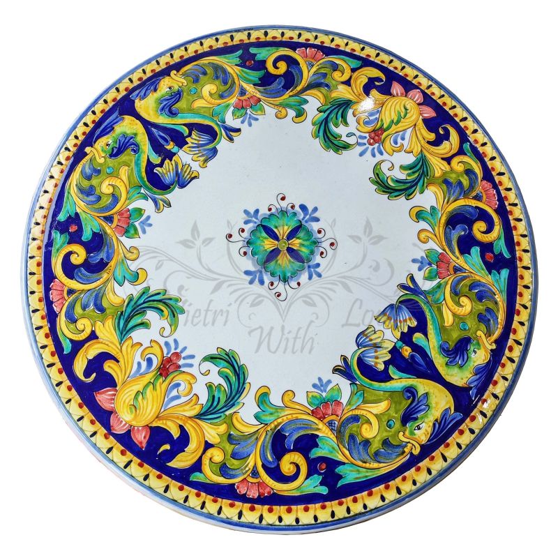 Table. Ceramic-coated lava stone table. Baroque...