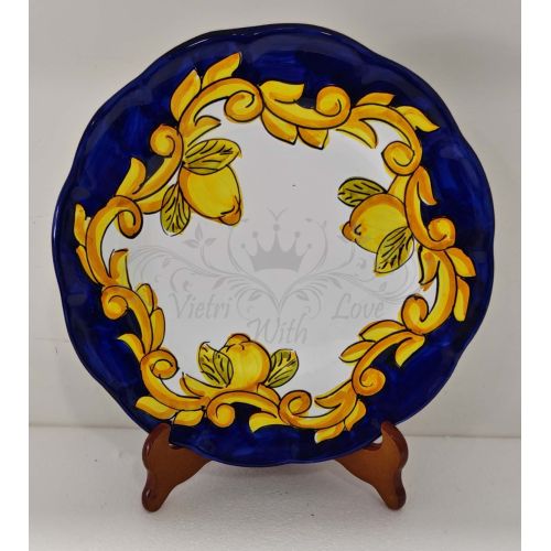 Plate. Dish. Baroque & Lemons Line. Hand-painted Vietri...