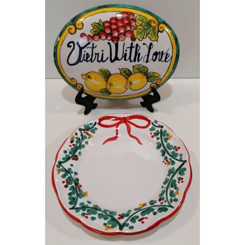 Piatto. Linea Natale. Ceramica di Vietri. Dipinto a mano. Fondo, piano, frutta/dolce e/o sottopiatto.
