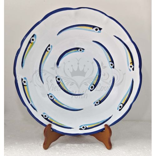 copy of Plate. Sardines Line. White Base. Vietri Ceramic....