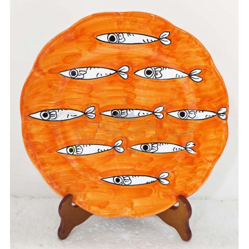 Dish, Sardine line plate. Vietri ceramics - bottoms, tops, fruit/dessert or placemats available