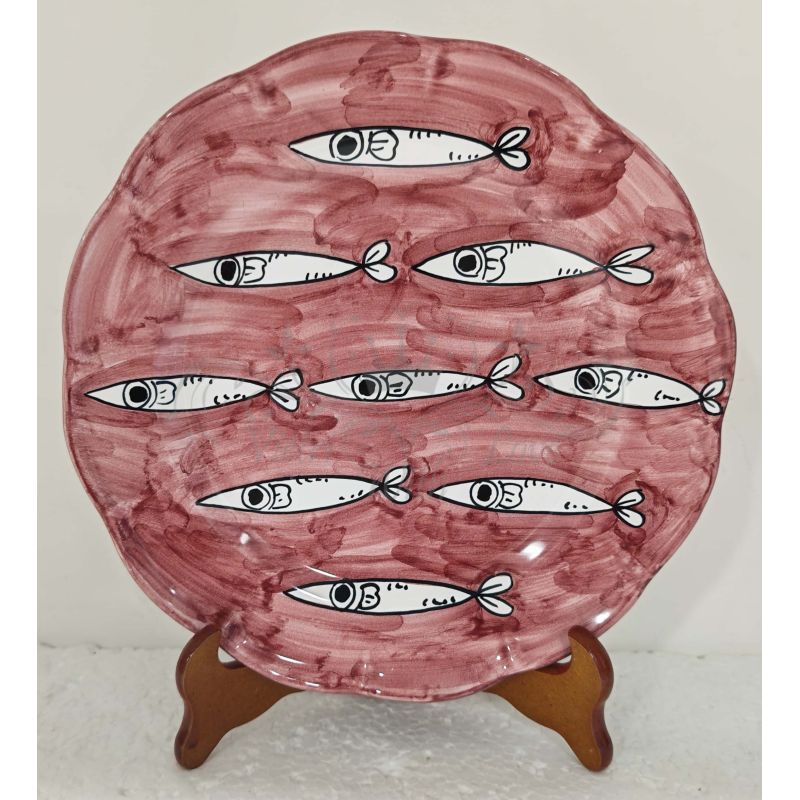 Piatto Linea sardine. Ceramica di Vietri-...