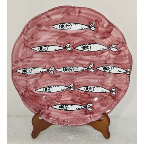 Assiette ligne de sardines. Céramique Vietri - fonds, dessus, fruits/dessert ou sets de table disponibles