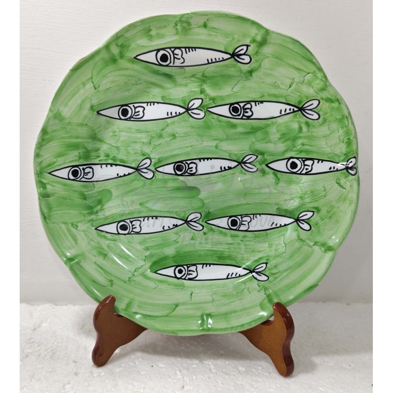 Piatto Linea sardine. Ceramica di Vietri-...