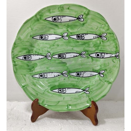Dish, Sardine line plate. Vietri ceramics - bottoms, tops, fruit/dessert or placemats available