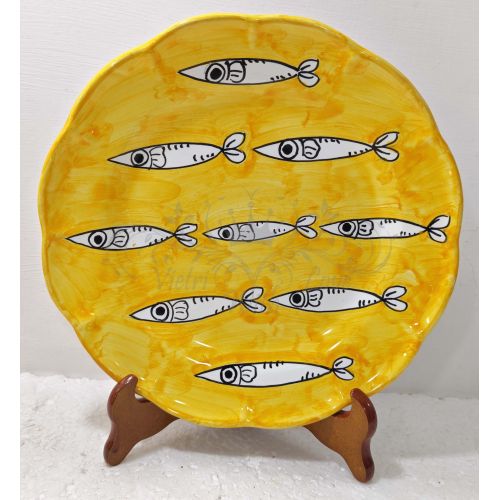 Dish, Sardine line plate. Vietri ceramics - bottoms, tops, fruit/dessert or placemats available