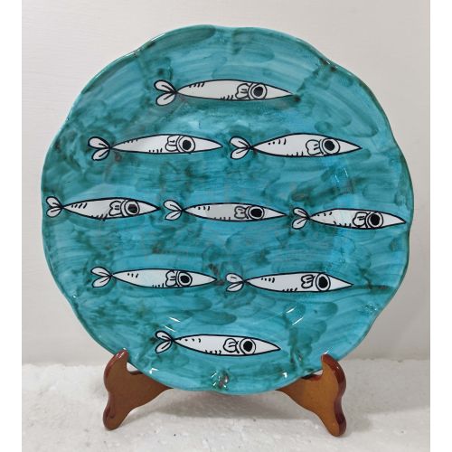 Dish, Sardine line plate. Vietri ceramics - bottoms, tops, fruit/dessert or placemats available