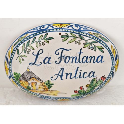 Targa ovale Personalizzabile. Ceramica di Vietri. Dipinta...