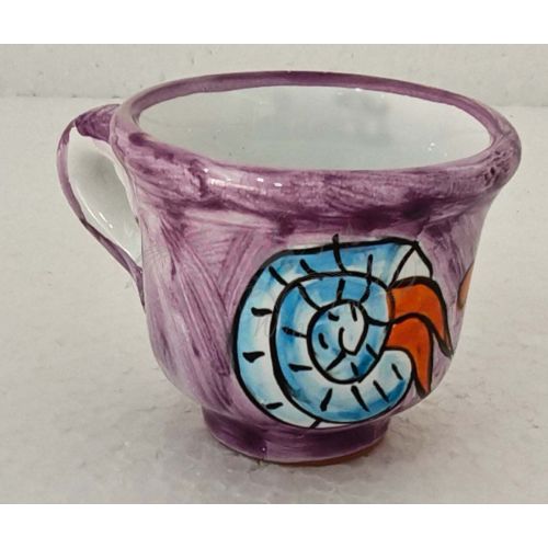 Vassoio con 12 tazzine. Linea Marini. Ceramica di Vietri. Dipinto a mano.