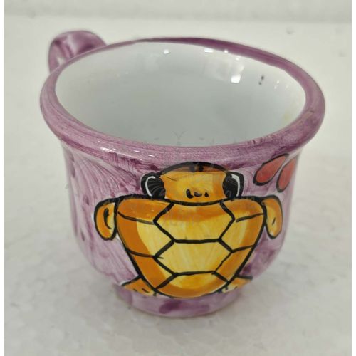 Vassoio con 12 tazzine. Linea Marini. Ceramica di Vietri. Dipinto a mano.
