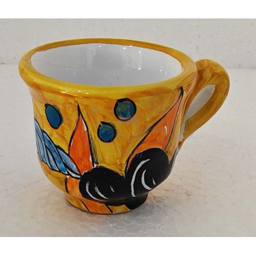 Vassoio con 12 tazzine. Linea Marini. Ceramica di Vietri. Dipinto a mano.