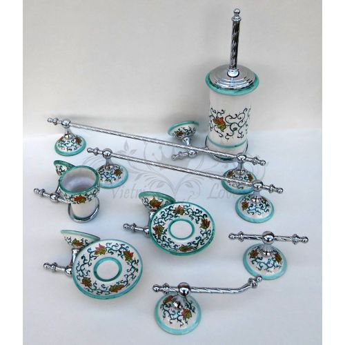 Bathroom accessories set. handpainted Vietri ceramic