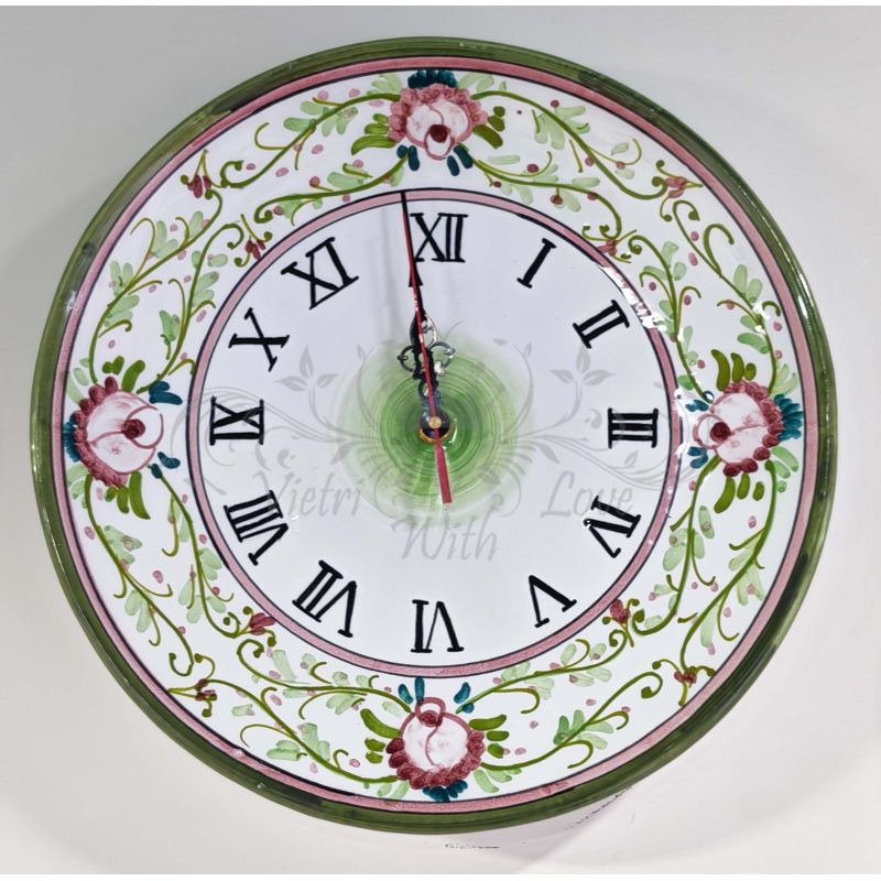 Wall clock. Flowers line. Vietri ceramic....
