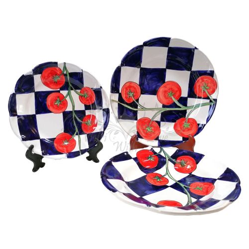Tellerlinie mit farbigen Streifen, blaue Quadrate mit... 2