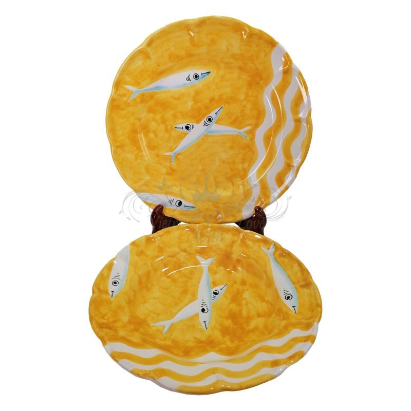 Piatto. Linea Sardine. Ceramica di Vietri -...