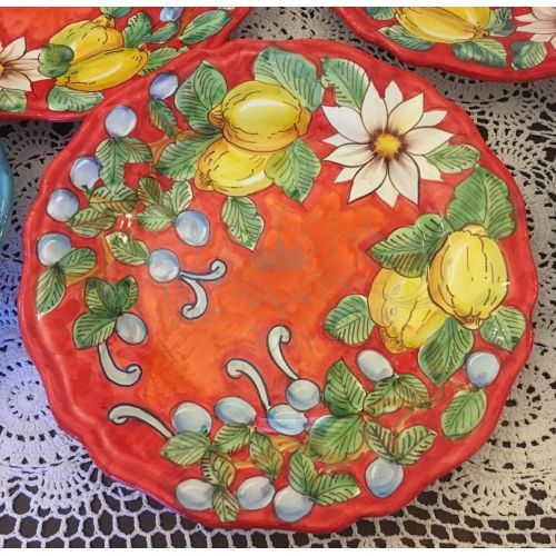Plate. Top Line. Flowers and Lemons Design. Vietri Ceramics. Available as soup, dinner, dessert plates or chargers.