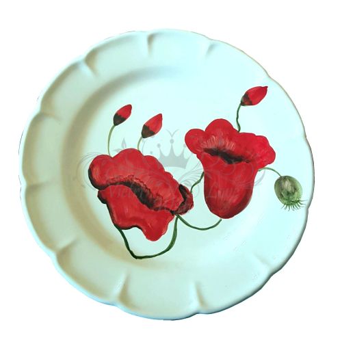 Piatto. Linea Fiori. Decoro Papavero. Ceramica di Vietri. Disponibile piano, fondo, frutta/dolce o sottopiatto