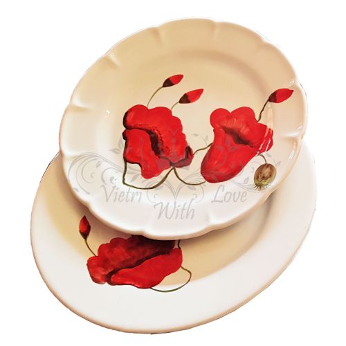 Plato. Línea Flores. Decoración Amapola. Cerámica de Vietri. Disponible llano, hondo, postre o bajoplato