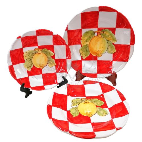 Plate. Squares Collection. Lemon Design. Vietri Ceramic. Available flat, deep, dessert or charger plates.