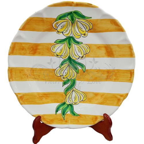 Assiette. Collection Rayures. Décor Ail. Céramique de Vietri. Disponible plate, creuse, dessert ou sous-assiette.