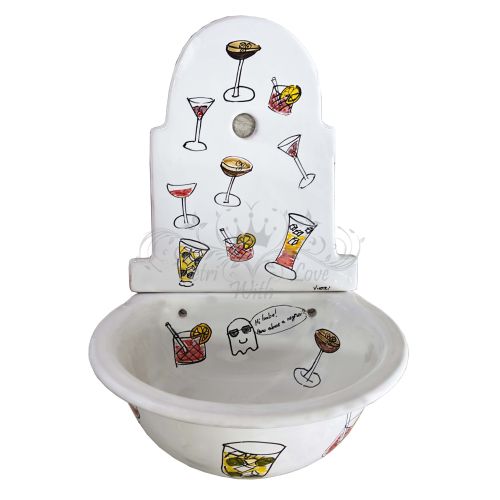 Fontana da giardino. Cocktail. Ceramica vietrese, dipinta...