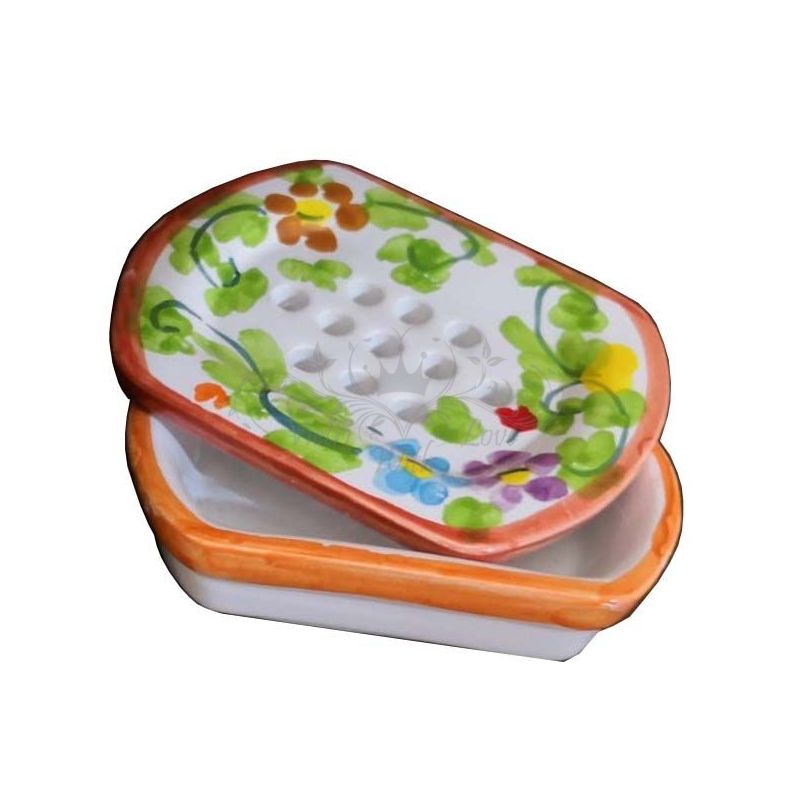 Portasapone da appoggio. Linea Fiori. Ceramica...