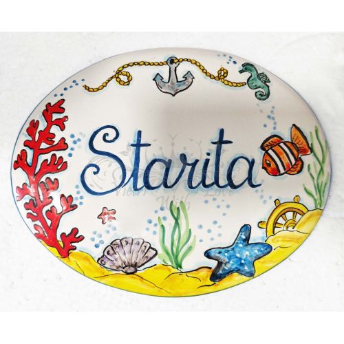 Targa ovale Personalizzabile. Ceramica di Vietri. Dipinta...