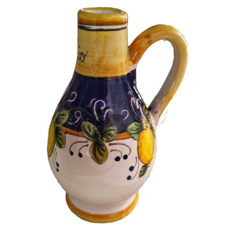 Öl- und Essigflasche mit Griff. Zitronen-Linie....