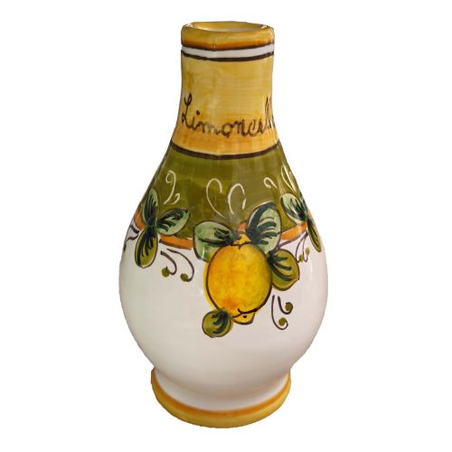 Öl- und Essigflasche mit Griff. Zitronen-Linie. Vietri-Keramik. Handbemalt.