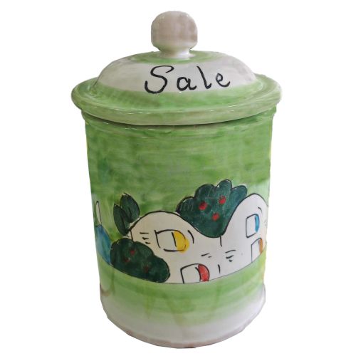 Tarro Personalizable. Línea Casitas. Cerámica de Vietri. Pintado a Mano.