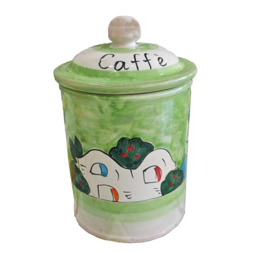 Customizable Jar. Houses Line. Vietri Ceramic. Hand-Painted.