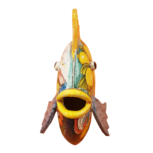 Pesce da appoggio in Ceramica di Vietri dipinta a mano. Oggettistica da arrendamento per la tua casa