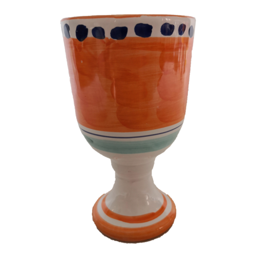 Pinceladas de línea de copa fondo naranja. Cerámica Vietri.