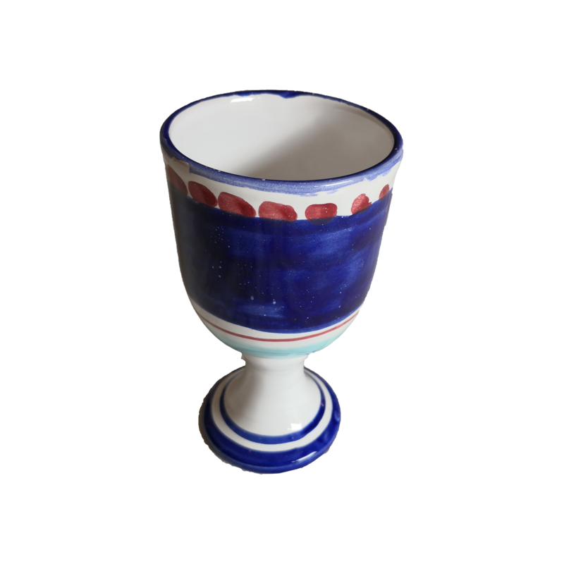 Chalice brushed line blu. handpainted Vietri...