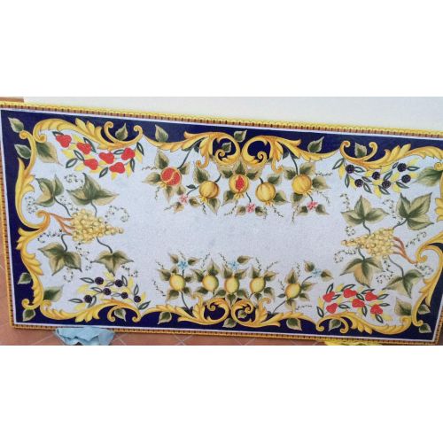 Tavolo in pietra lavica ceramizzata. Ischia. dipinto a mano. Ceramica di Vietri