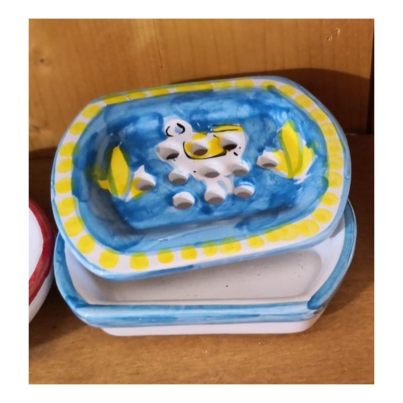 Porta sapone da appoggio fondo celeste....