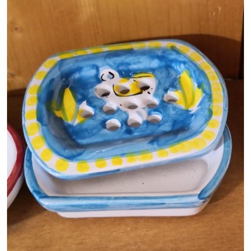 Soap Holder light blue. handpainted Vietri ceramic