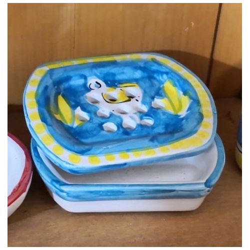 Porta sapone da appoggio fondo celeste. Ceramica di... 2