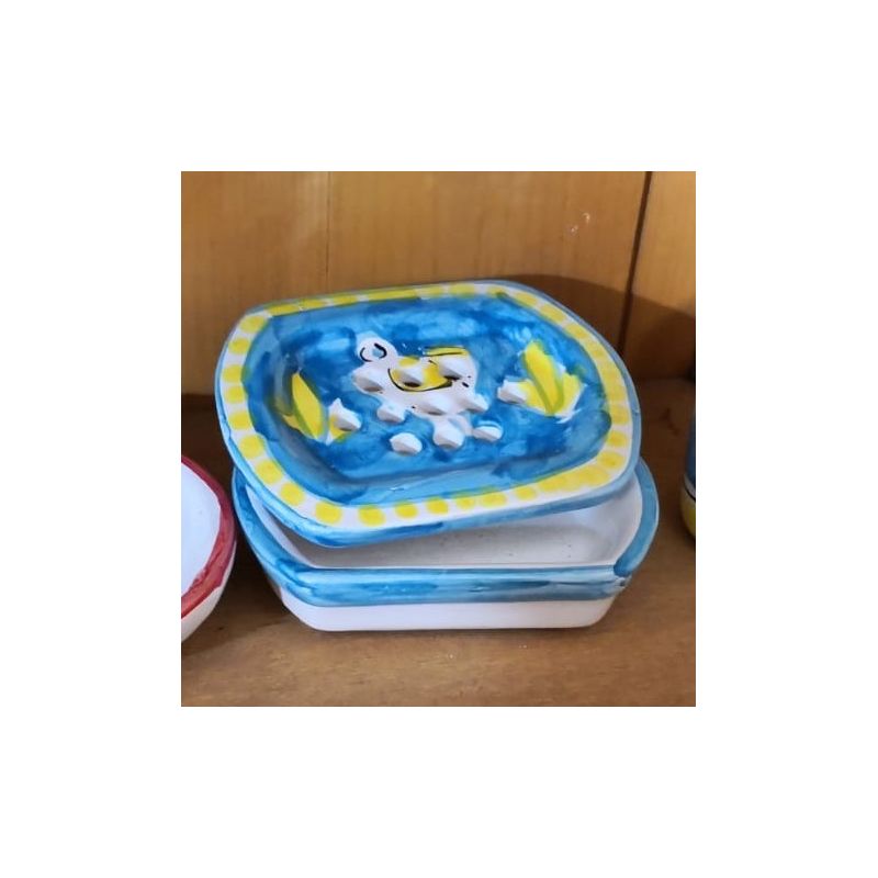 Soporte de jabón para soporte de fondo azul...