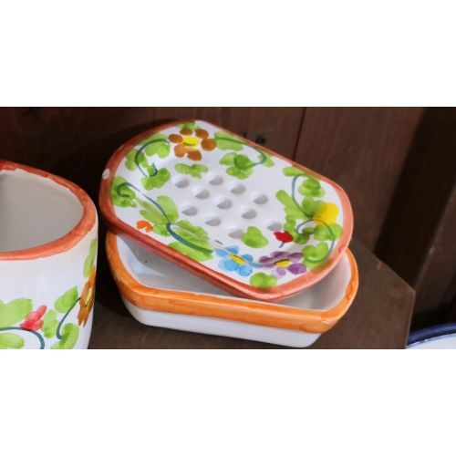 Soap Holder white Background handpainted Vietri ceramic